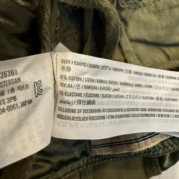 Abercrombie & Fitch Utility Cargo Pants Baggy Y2K Style Olive Satin Accents - Picture 3 of 16